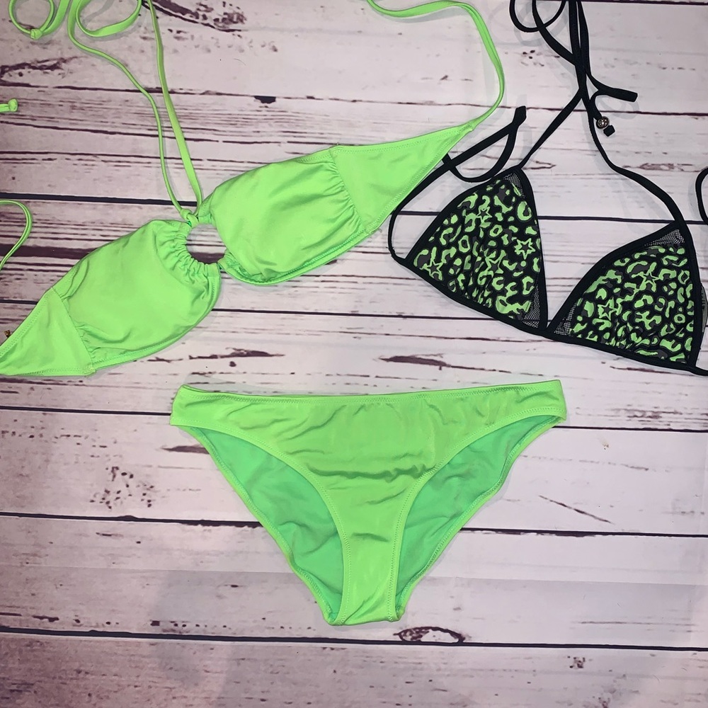 Green Bikini Neon 2 Piece Size S